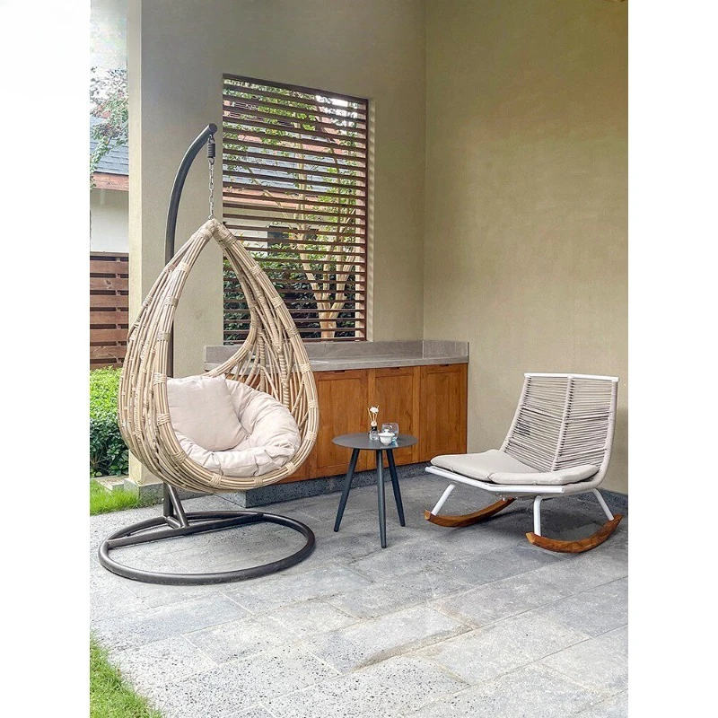 Single rocking chair Household courtyard rattan chair Indoor hotel B & B Lazy rattan hanging basket