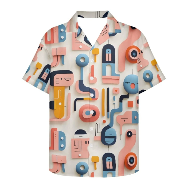 

Summer Abstract Art Pattern Men's Shirts 3D Digital Print Casual Short Sleeve Shirt Button Down Blouse Summer Comfortable Tops