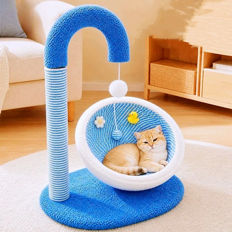 Cat Climbing Frame Cartoon Cats Tower Nest Scratch-resistant Cat Trees House Sofa Protector Cats Scratching Column Pet Furniture