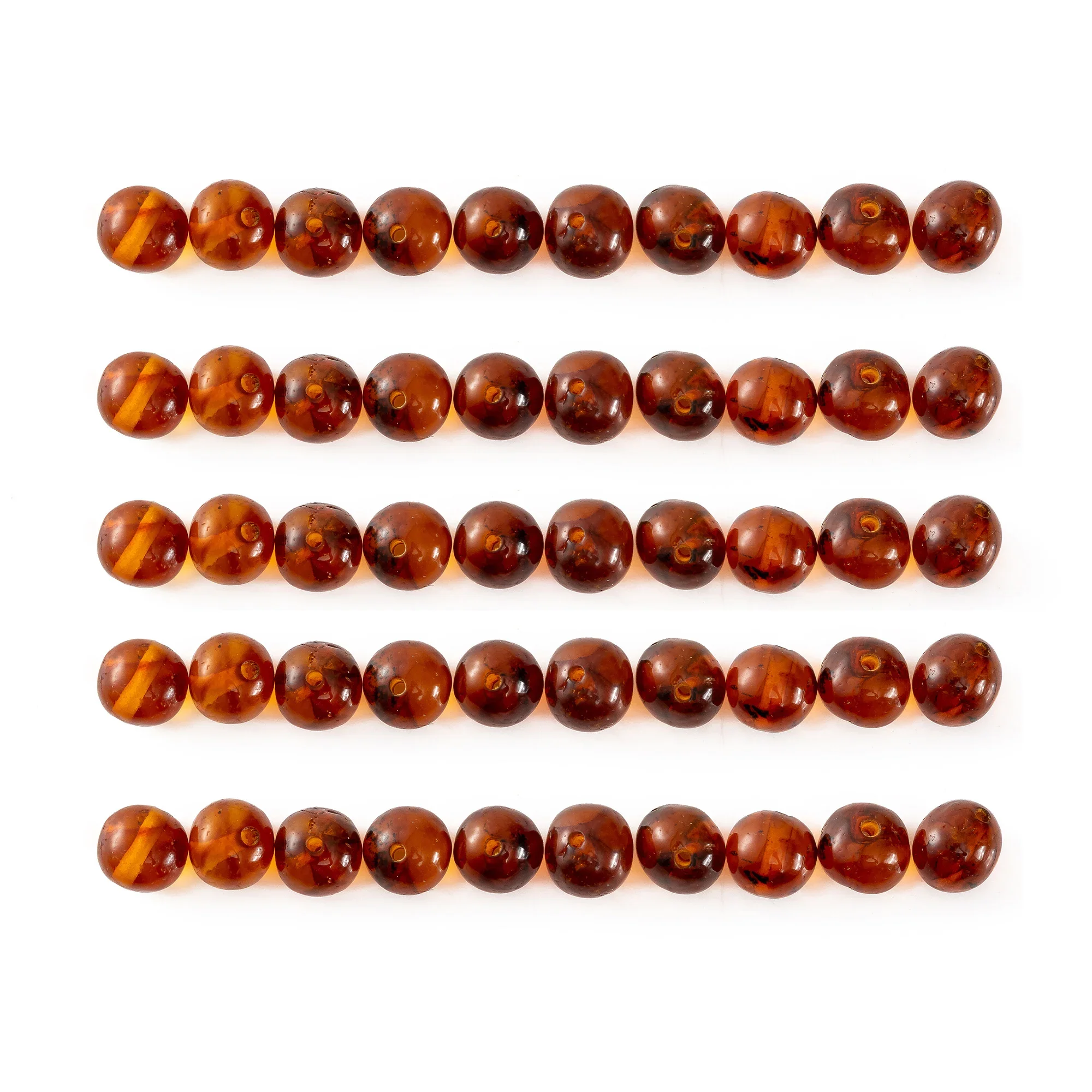 خرز كهرمان البلطيق بعرض 6-8 مم ثقوب محفورة مسبقًا لتوتير المجوهرات - لوازم DIY السائبة