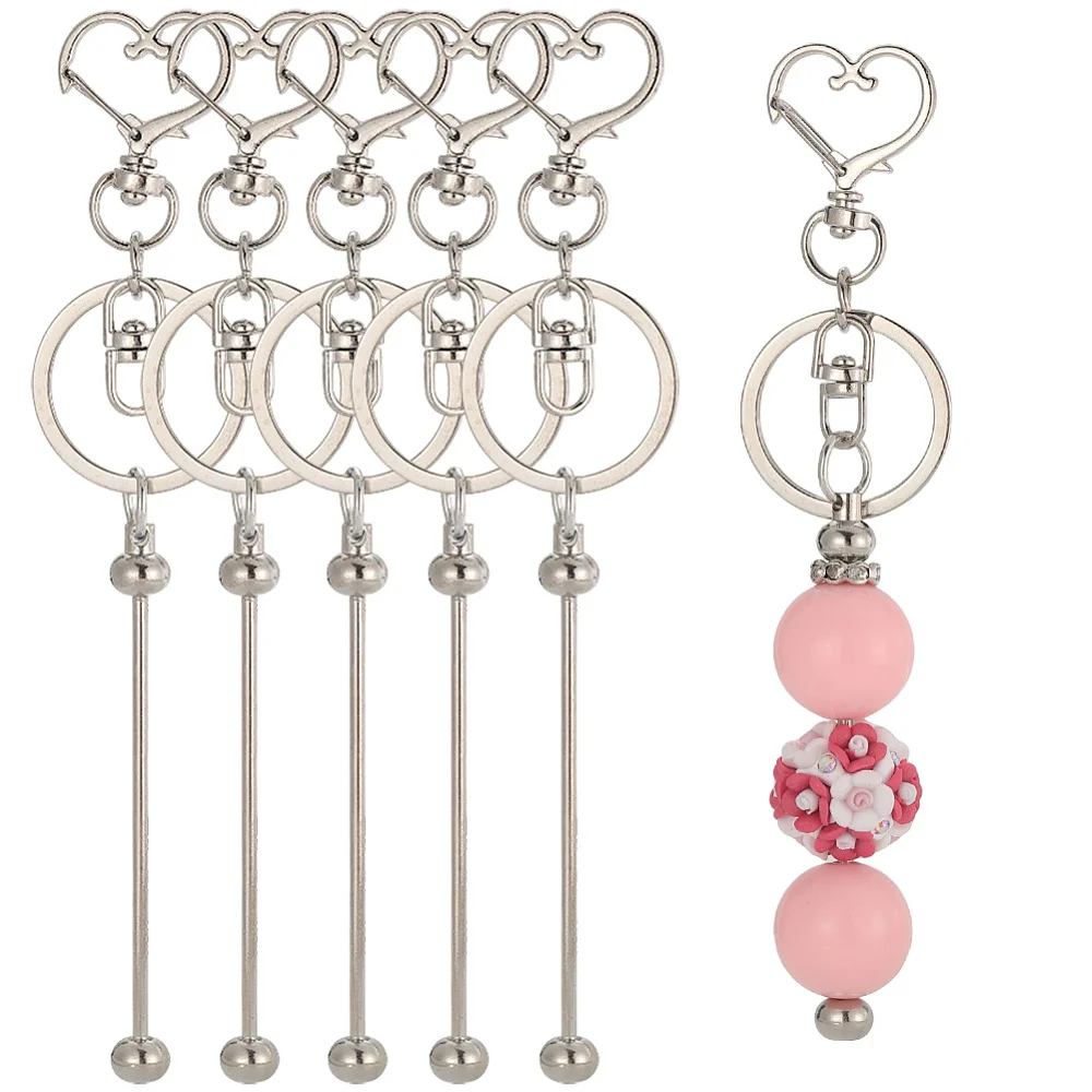 

10Pcs Alloy Keychain Clasps 10Pcs Iron Bar Beadable Keychain Platinum 67mm