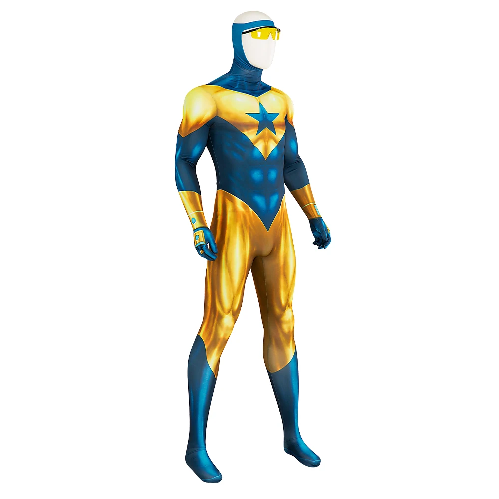 New Arrival Gold Star Michael Cosplay Costume Zentai Suit Superhero Bodysuit Booster Outfit Halloween Costumes for Men Adult