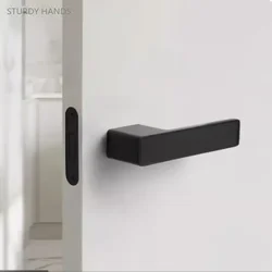 1 set aluminum alloy locks modern and minimalist indoor bedroom ecological wooden door handle silent magnetic suction door lock