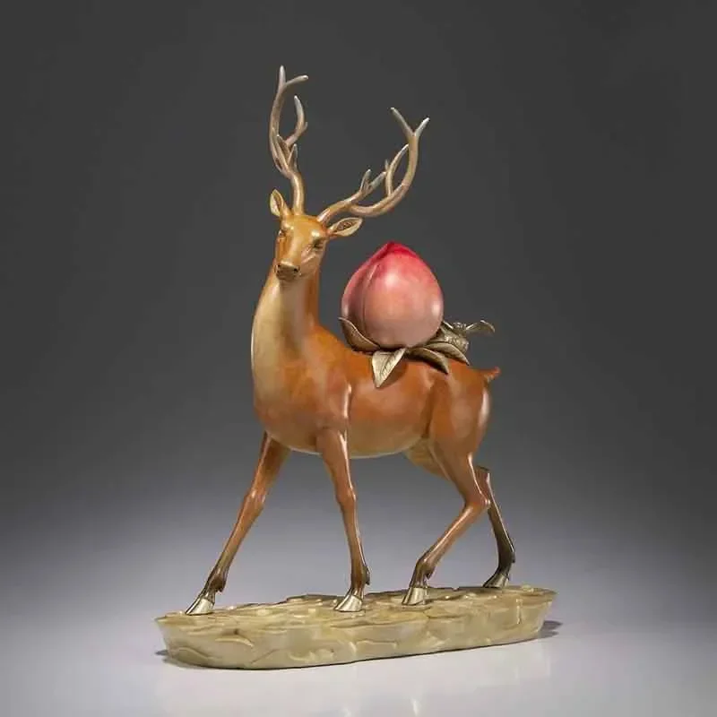 

LCopper Handicraft Home Decor Brass Deer Sculpture Ornaments Luxury Artworks Statue Office Living Room Desktop Decoration Gift