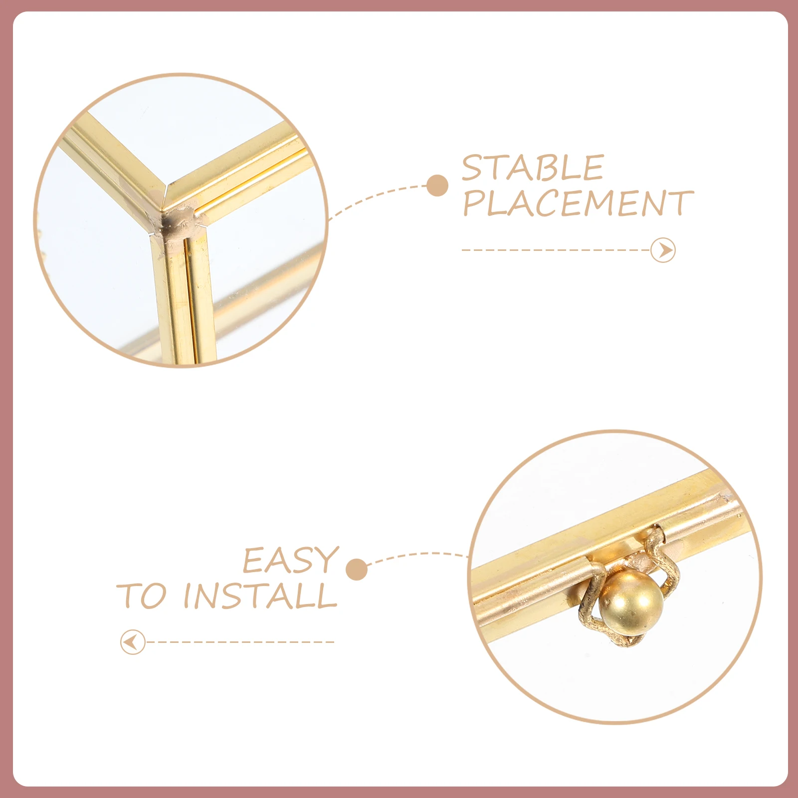 إطار نحاسي فاخر منظم مجوهرات من الزجاج الشفاف صندوق تخزين الغرور المقاوم للغبار للعطور وأحمر الشفاه وأساور #4