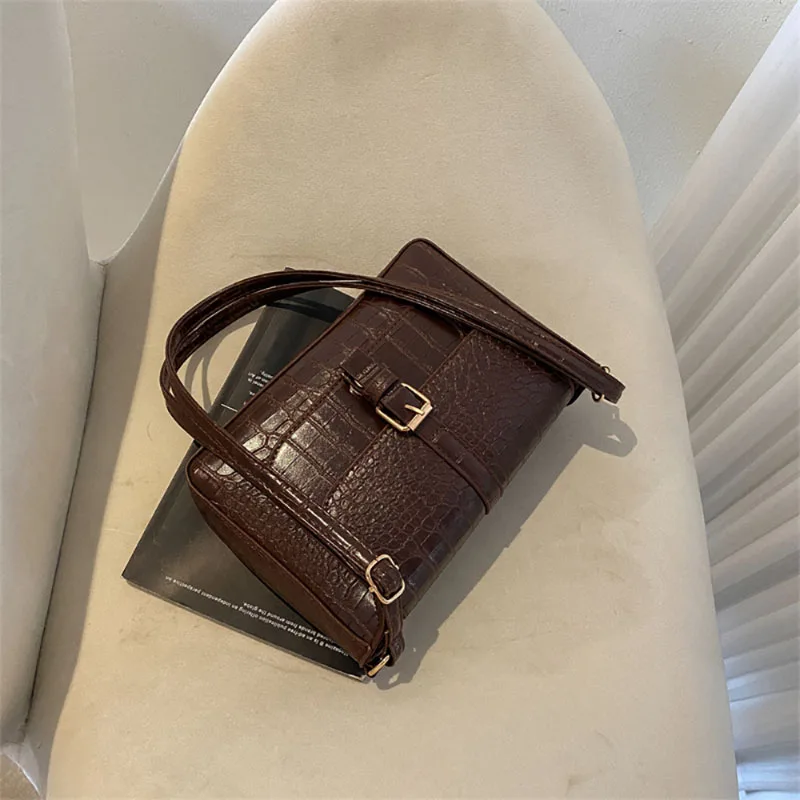 Vintage Small Square Bag Classic Luxury Stone Pattern Female 2023 Autumn Winter New Shoulder Bags Fashion Texture Crossbody Pack