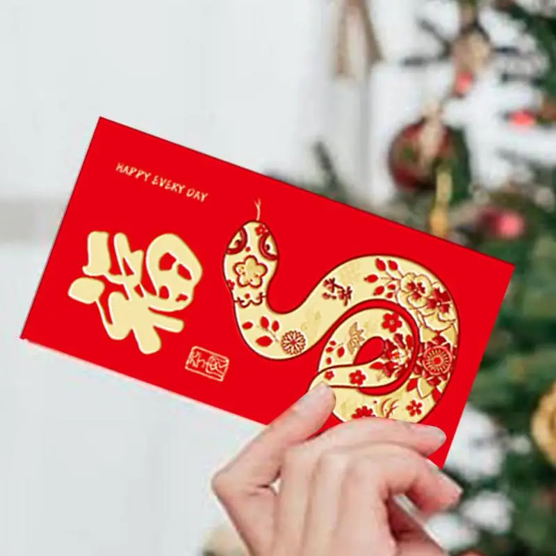 Chinese New Year Red Envelopes 2025 Cute Lunar New Year Of The Snake Red Envelopes 2025 6X Large Red Envelope Packets Hong Bao
