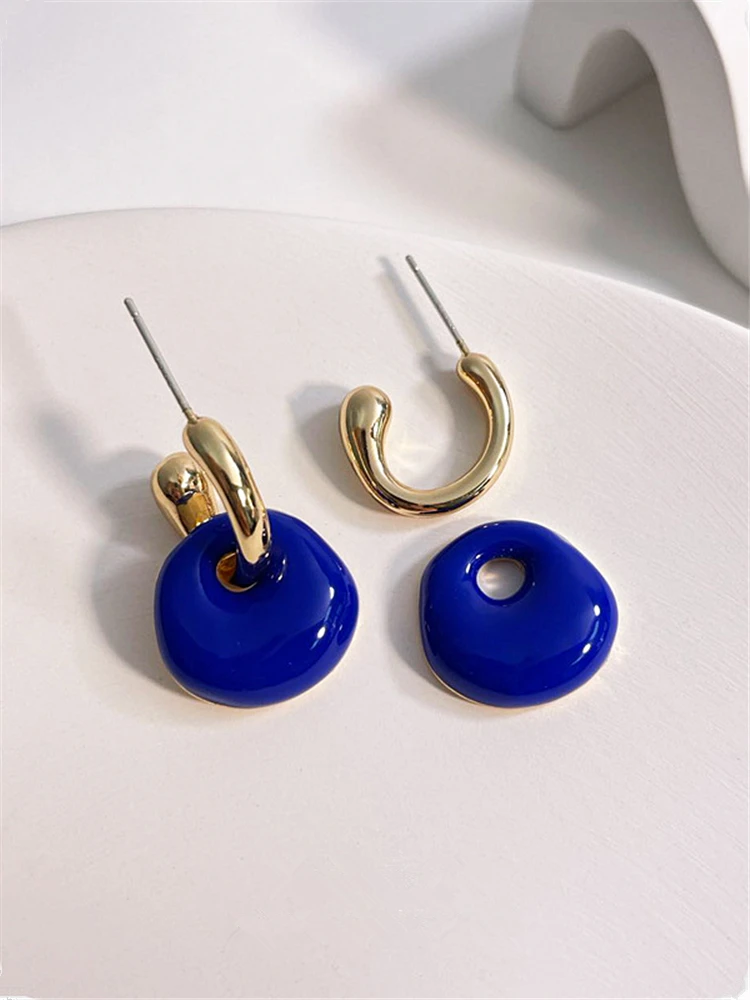 kshmir 2022 Drop oil combination earrings female Korean atmosphere quality Klein blue emerald earrings wholesale accessories