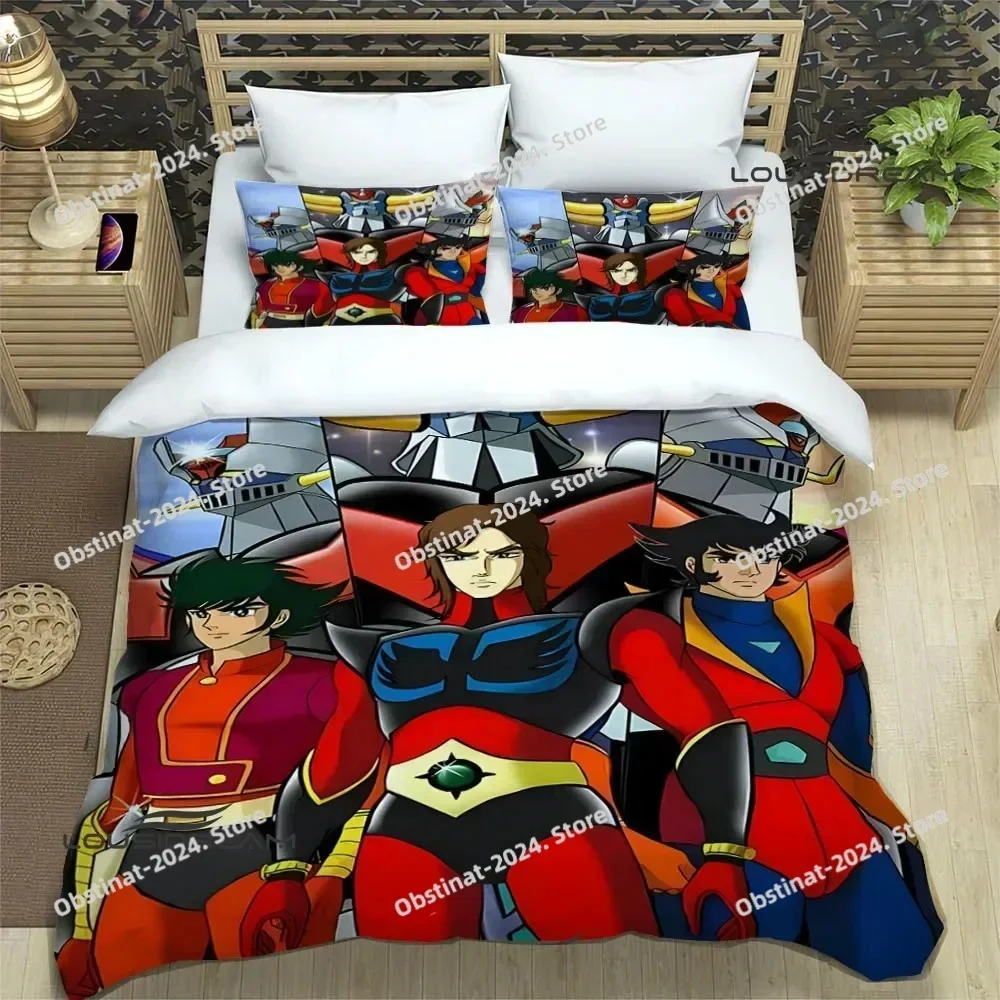 UFO ROBO GRENDIZER GOLDORAK 3D Printing Comforter Bedding Set,Duvet Cover Bed Set Quilt Cover Pillowcase,King Queen Size Kid