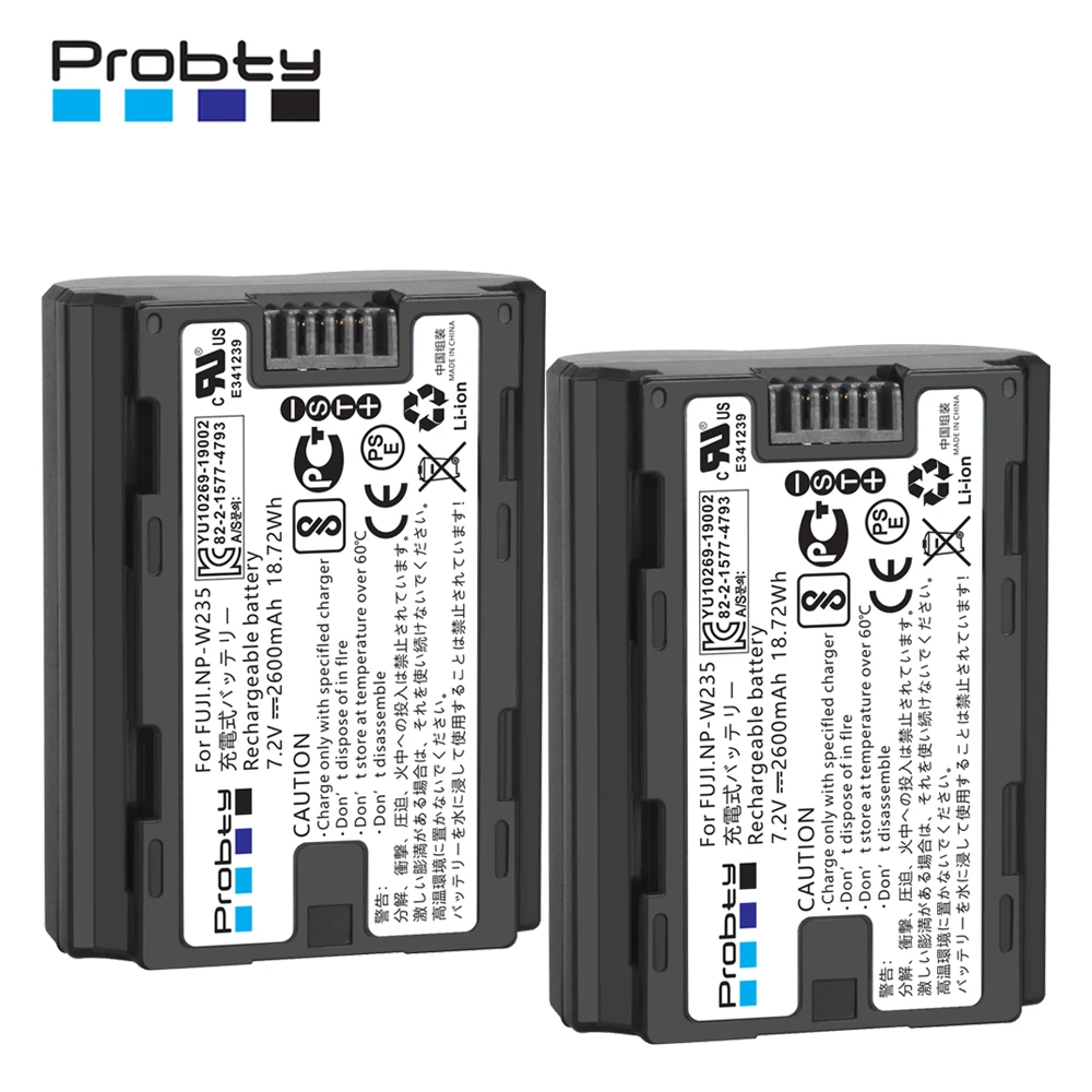 

7.2V 2600mAh NP-W235 NP W235 NPW235 Battery For Fujifilm X-T5 X-T4 GFX 100S X-H2S GFX 50S II VG-XT4