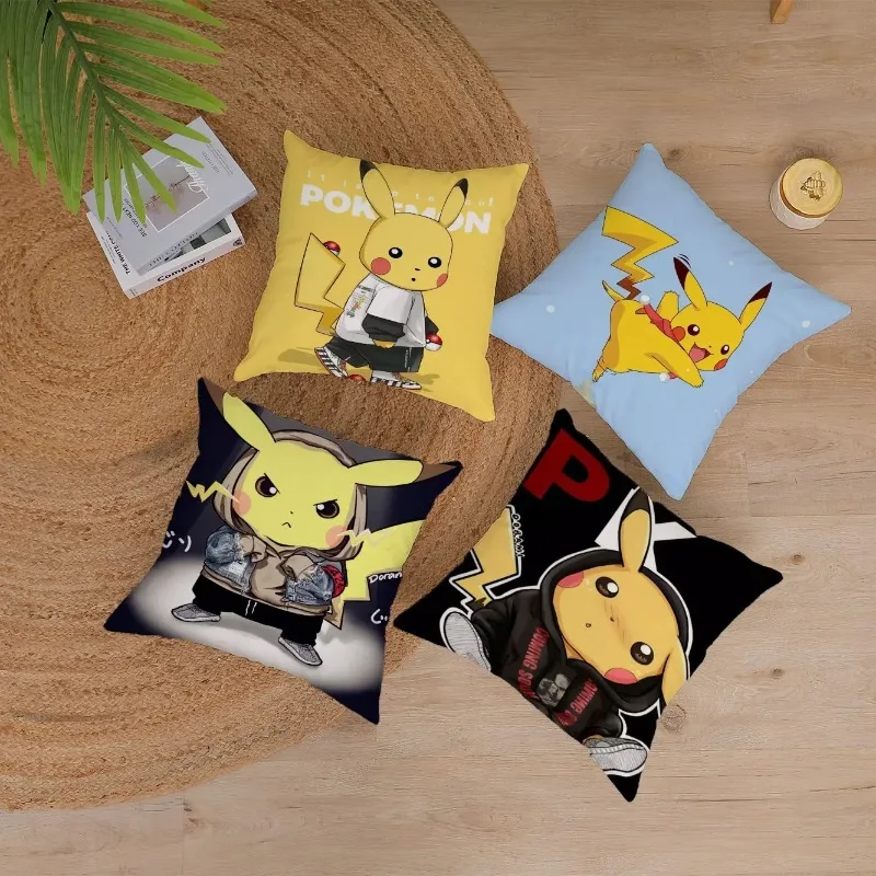 Disney Cute Cartoon Pikachu Flannel Pillow Cover Cushion Bed Nap Pillow Doll Doll Hold Cushion Cover