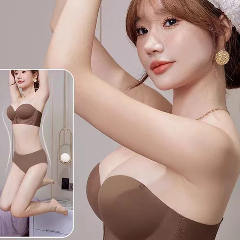 Strapless lingerie for women, non slip and small chest, invisible and traceless bra, anti glare and beautiful back wrap, chest b