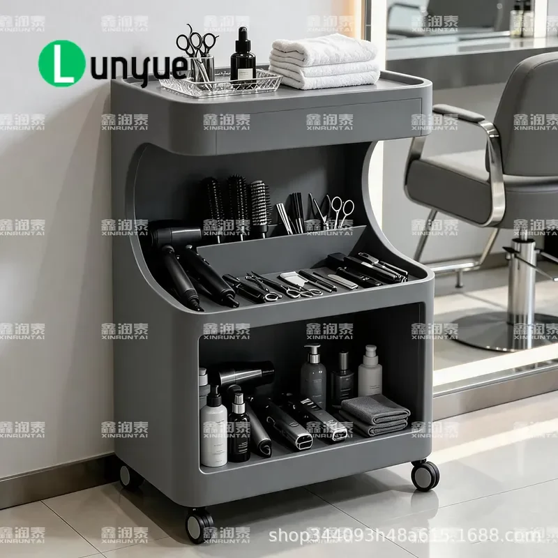 Hair Tool Cart Barber Shop Storage Cabinet Perming Dyeing Trolley Shelf Professional Beauty Equipment Organizer with