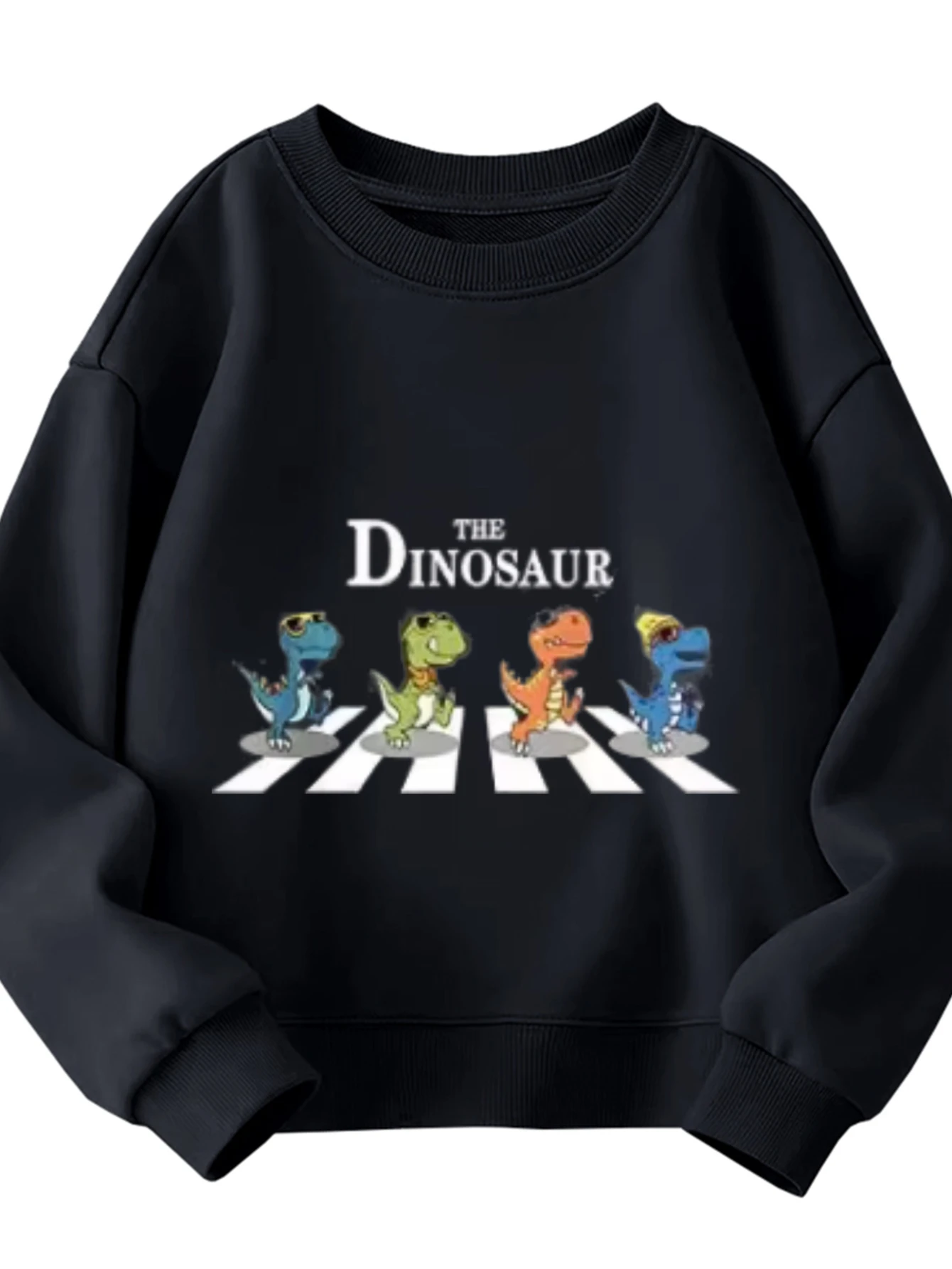 ​ سويت شيرت قطني للأطفال على شكل ديناصور موكب بياقة دائرية مع مجموعة ديناصور ملونة للأولاد والبنات موضوع ما قبل التاريخ ​