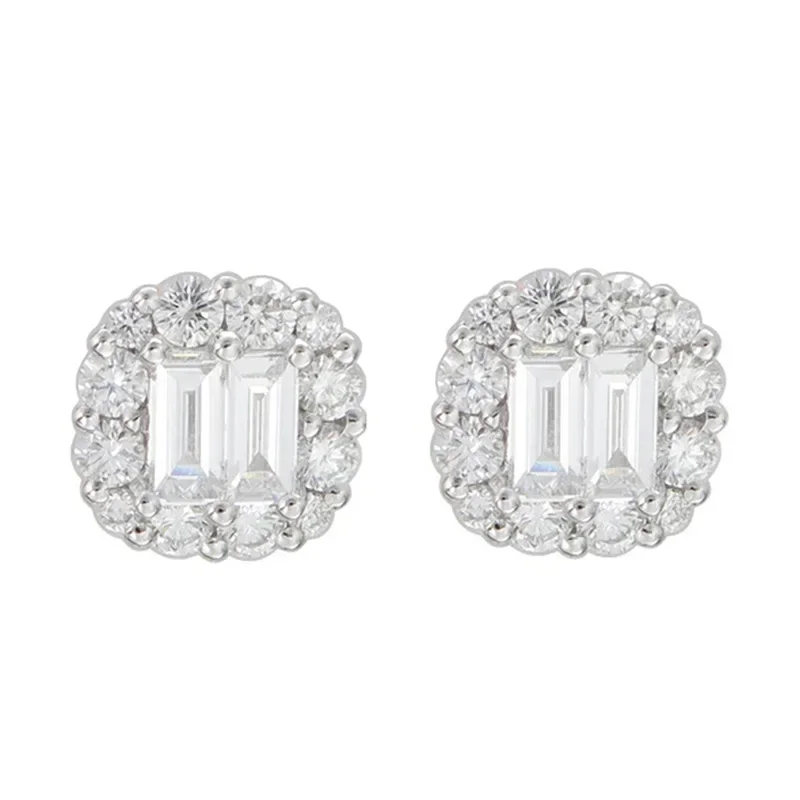 Simple Female Earring 925 Sterling Silver Sparkling Geometric Square Inlaid Zircon Small Earrings for Women Wedding Jewelry Gift