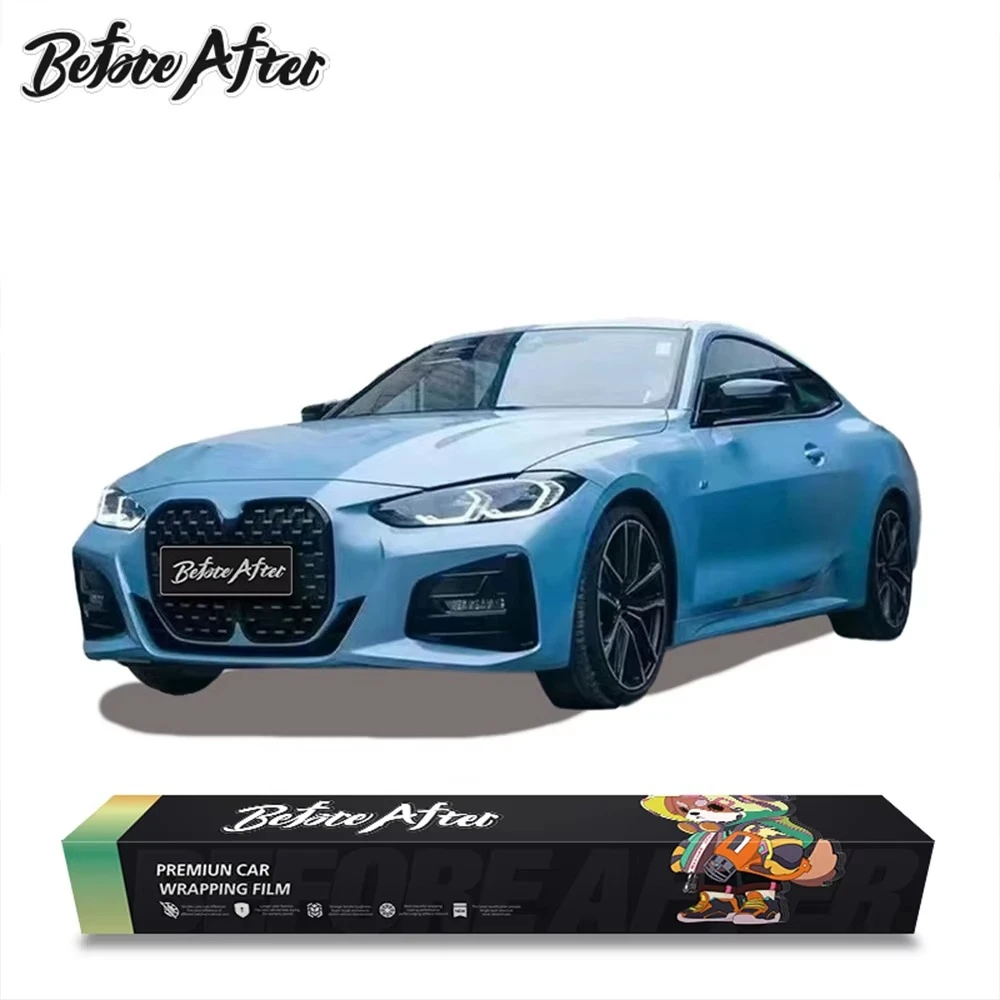 

Super Bright Metallic PET Frozen Blue Gloss Metallic Film Body Car Wrap Vinyl protection Film