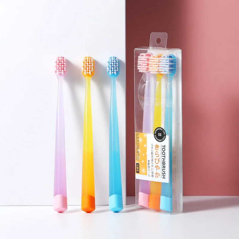 3PC/set Adult Cute Nano Soft-bristled Toothbrush Wide Head Bamboo Charcoal Soft Bristle Toothbrush Factory Wholesale