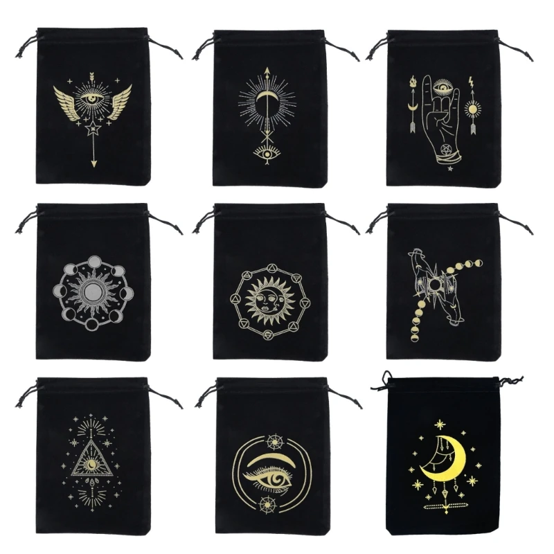 Tarot Storage Bag for Board Game Cards, Small Drawstring Package, Witch Divination Crystal Packing Pouches, Jewelry Wrap Bags