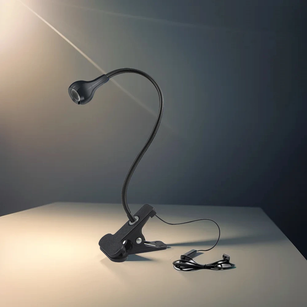 Elastyczna lampa biurkowa 360 stopni z uchwytem USB Lampka do czytania Lampka do czytania Klips na kabel z włącznikiem i wyłącznikiem Lampka nocna