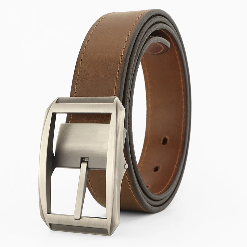

Retro brown cow genuine leather high quality belts men classics pin buckle fashion designer brand luxury fancy jeans ceinture