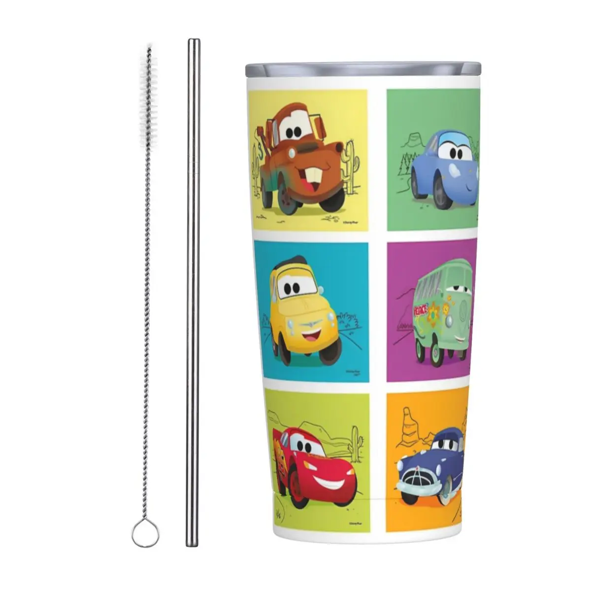 Sally I'm Lightning Cars Insulated Tumbler with Straws Mcqueen Vacuum Coffee Mugs Office Home Thermos Bottle Cup 20oz