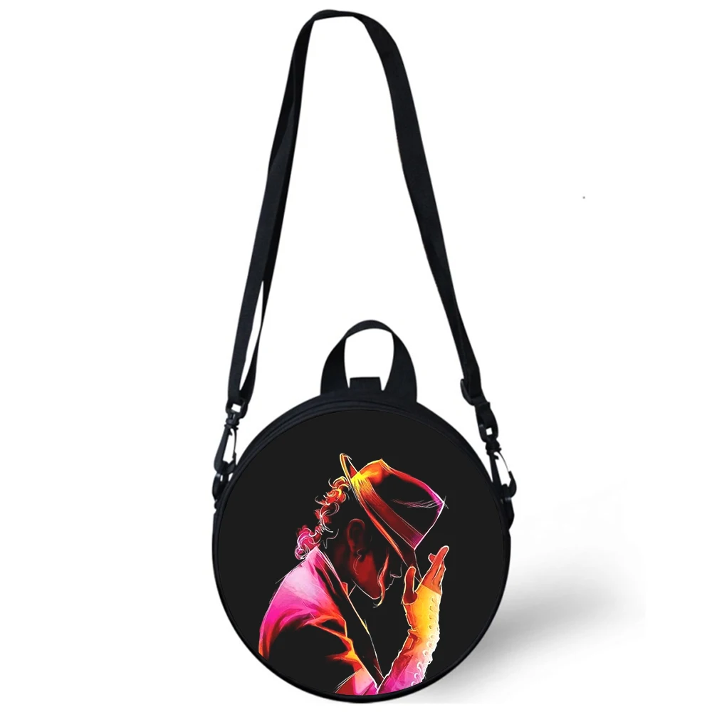 Michael Jackson dziecko przedszkole torba 3D drukuj torby na ramię typu crossbody dla kobiet szkolnych Mini okrągłe plecaki torba Rugtas