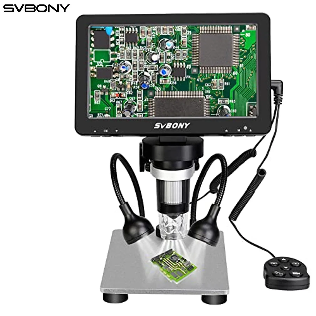 SVBONY SV604 1200X Digital Microscope with 7 Inch Screen 1080P HD Camera LED Light Coin Microscope for Electronics Soldering