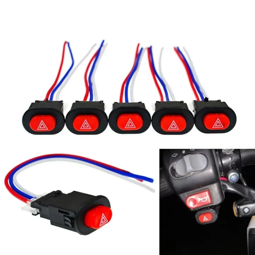 Motorcycle Modification Accessories Double Flash Switch Hazard Light Switch Button Flash Warning Emergency Signal Lamp 5x