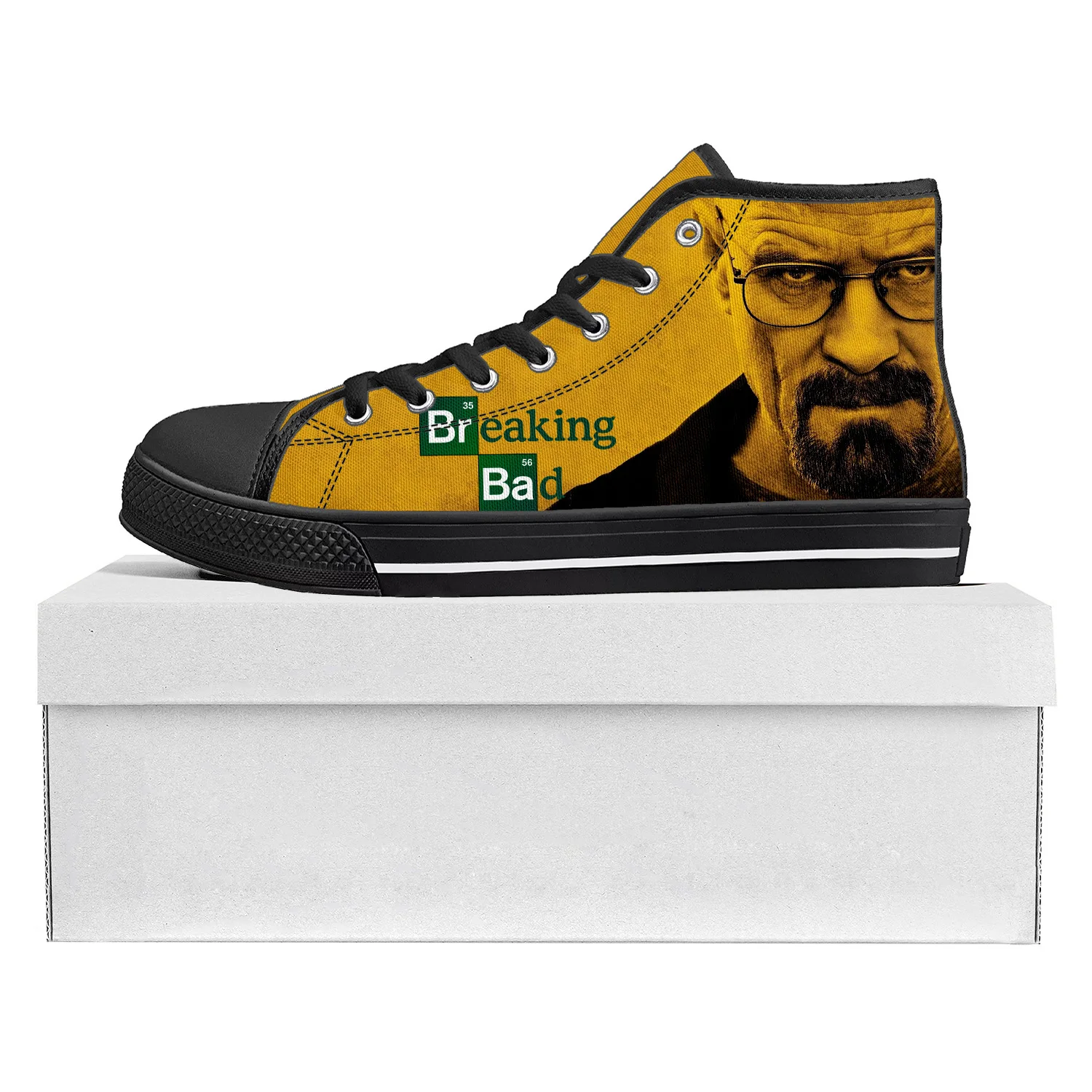 Breaking Bad Heisenberg High Top High Quality Sneakers Mens Womens Teenager Canvas Sneaker Casual Couple Shoes Custom Shoe Black