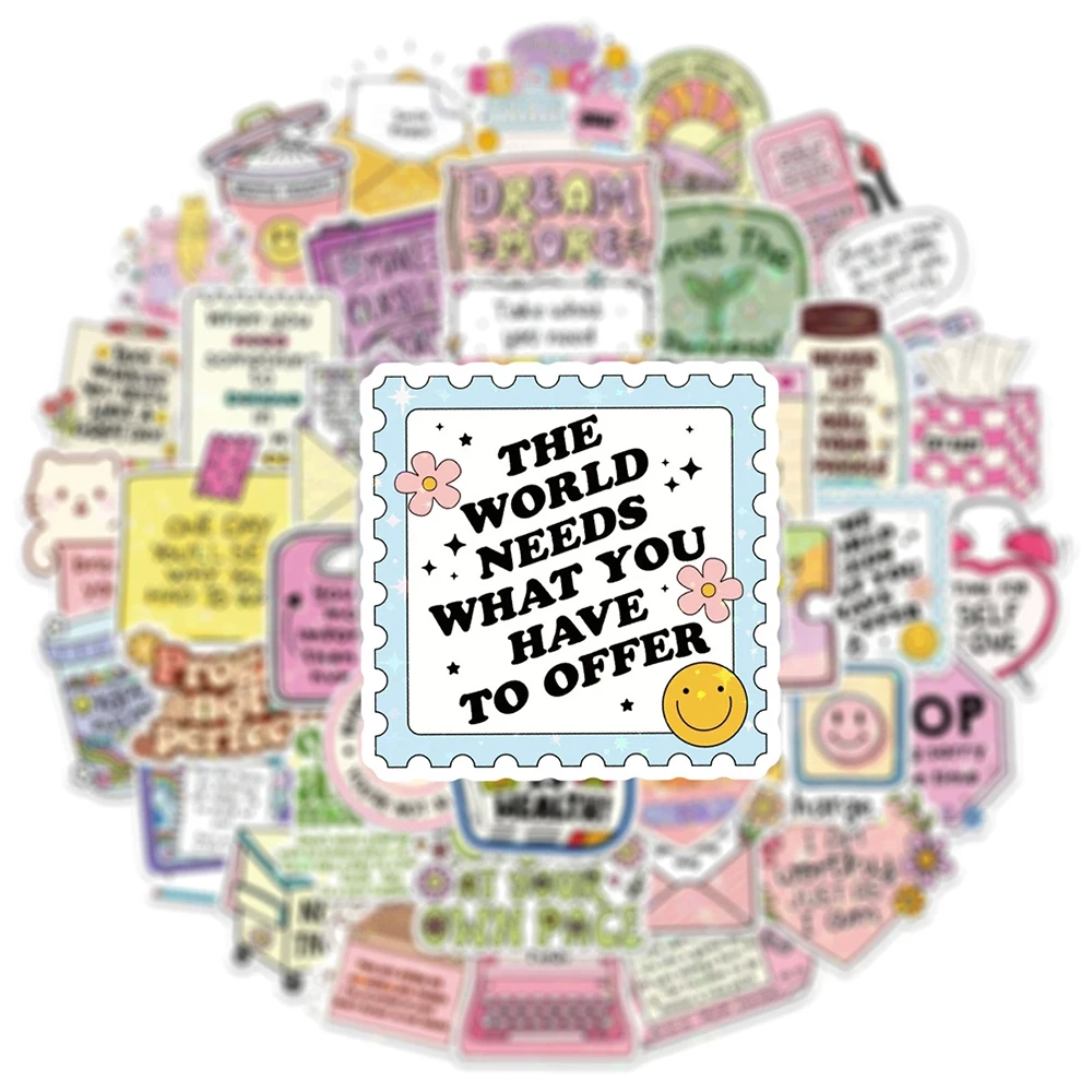 

10/30/50pcs Laser Cartoon Motivational Quote Stickers Cute Creative Graffiti Sticker DIY Suitcase Laptop Phone Case Decals Gifts