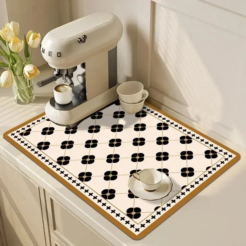 Kitchen Rugs Dish Drying Mat Absorbent Drain Pad Kitchen Carpet Coffee Dish Drainer Draining Mat Tablemat Fashion Beautiful