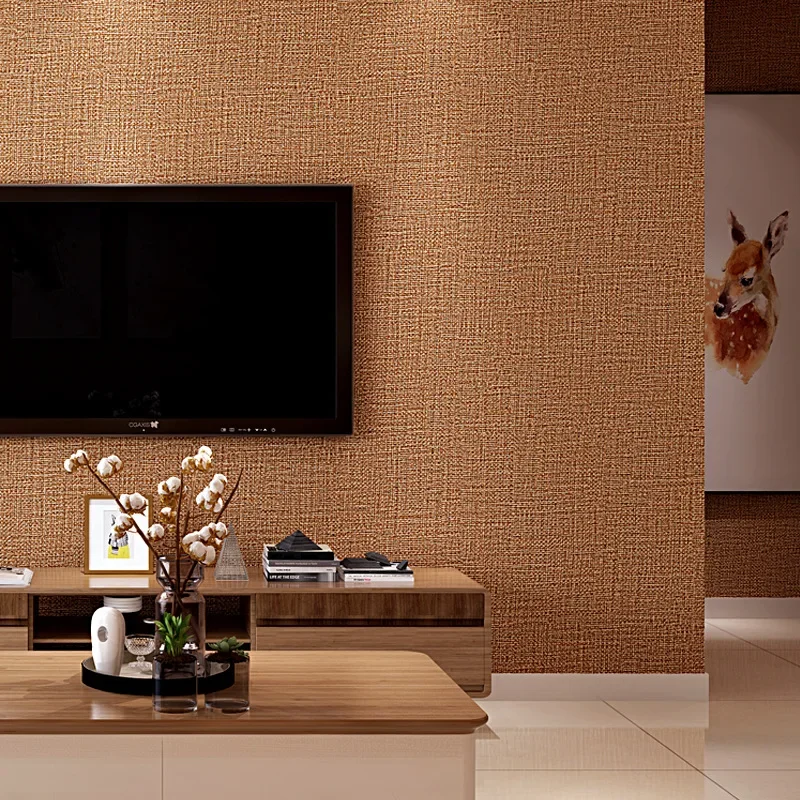 Modern Simple Plain Imitation Linen Straw Wallpaper Striped Japanese Retro Living Room Bedroom Engineering Wallpaper