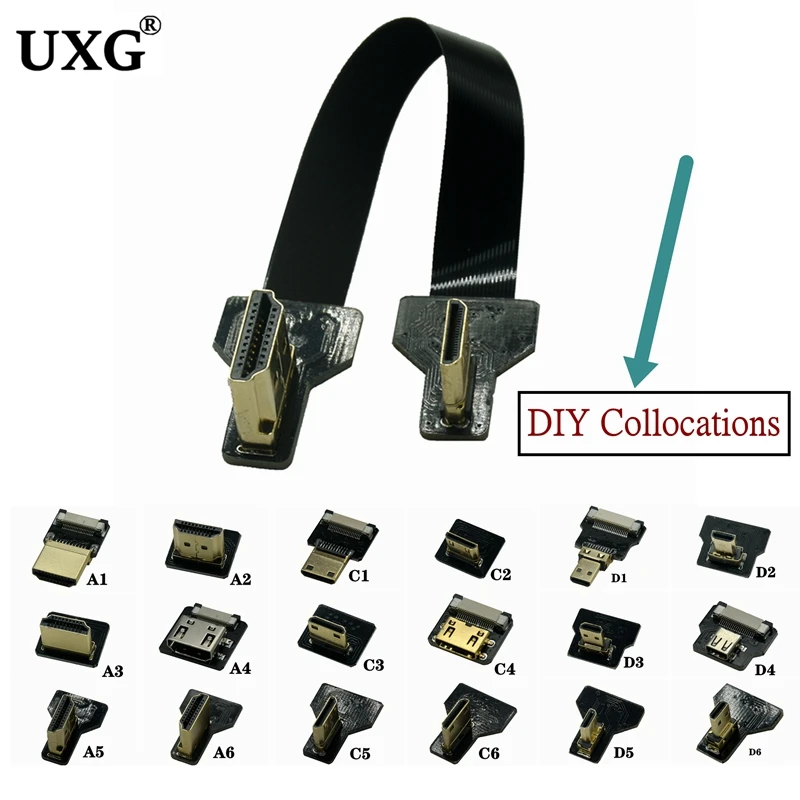 1 Zestaw DIY Krótki kabel FPV HDTV zgodny z HDMI 20 cm Ultra cienka, lekka, płaska wstążka HD 15 cm Elastyczny do kamery wideo HDTV 10 cm