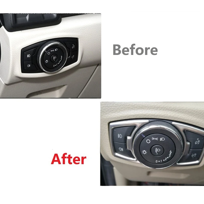 Stainless Steel For Ford Ranger Everest Endeavor 2015+ Headlight Knob Switch Button Cover Trim Decorator Accessories