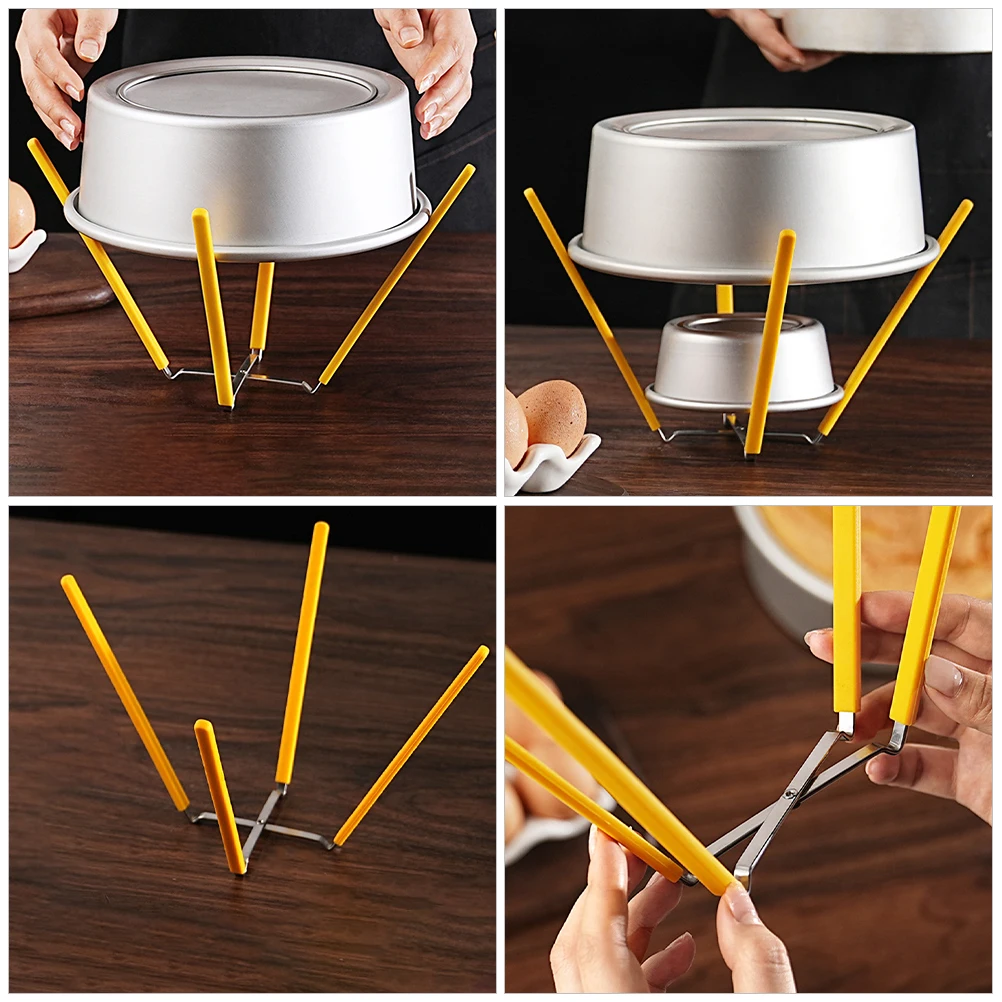

2pcs Foldable Chiffon Cake Cooling Rack Stainless Steel 4-Legs 5-9 Inch Adjustable Baking Tool Kitchen Rack Stand Metal