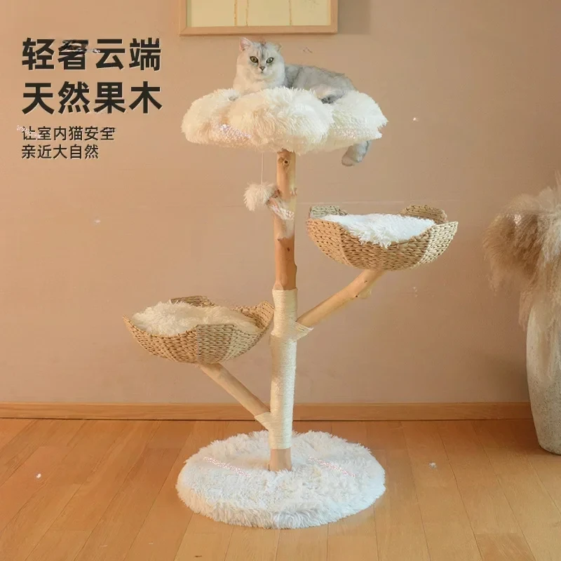 Unique Design Luxury Multi-Level Condo Tree Scratching Tower House With Sisal Climbing Posts Multiple Cats