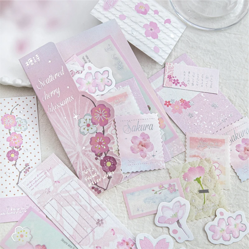 Multi-material Hot Silver Sticker Bag Floral Letter Fresh Floral Handbook Material Daily Collage Message Mark