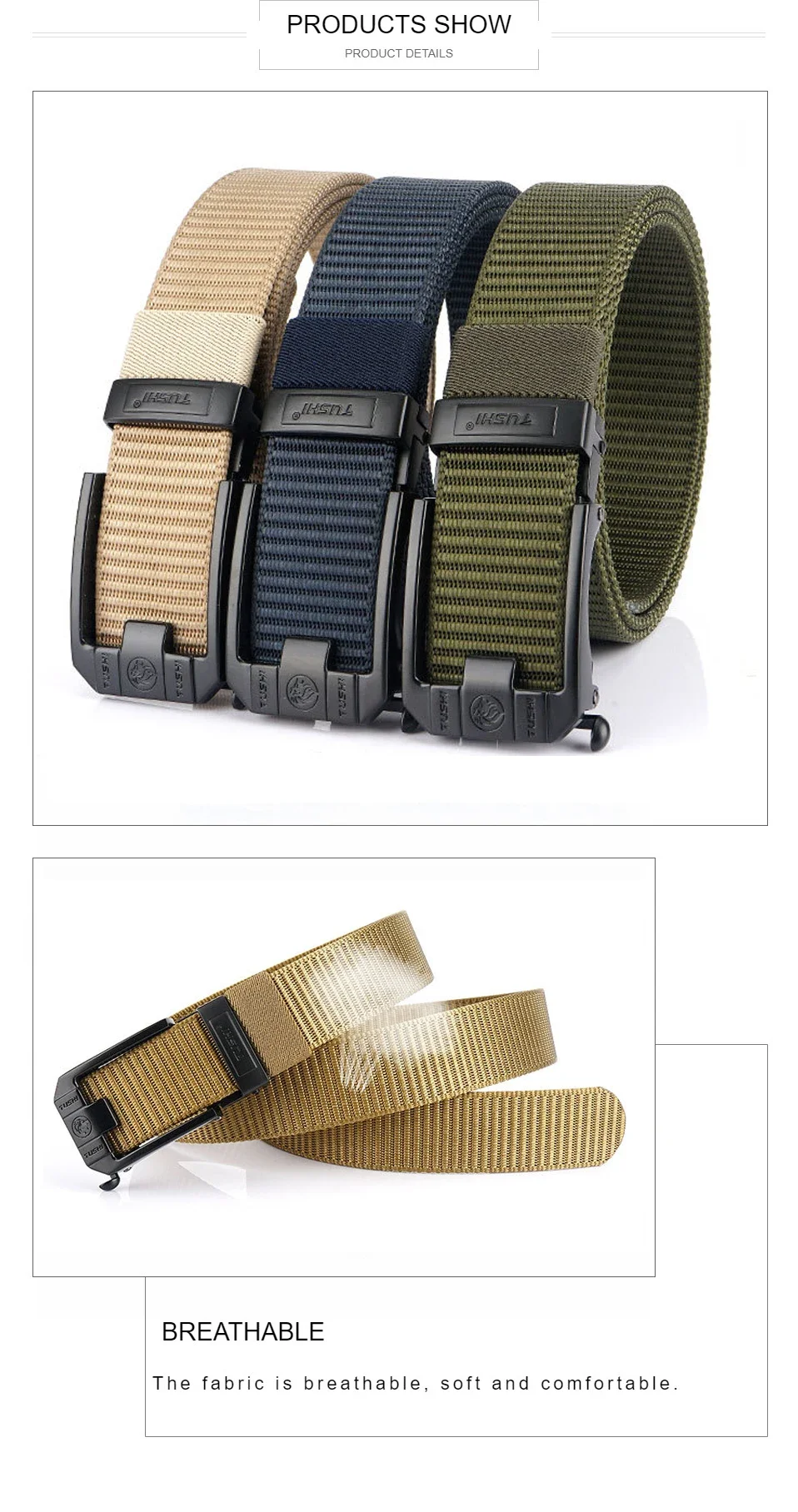 Luxury Metal Automatic Buckle Canvas Belts For Men Thick Tough Nylon Webbing Waistband Outdoor Jeans Pants Tactical Belt Hiking