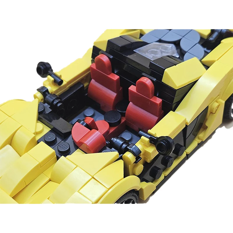 MOC Kreatives Design Stadt Super Gelber Sportwagen Baustein-Modell Kinder-Puzzle Montage-Spielzeug Geburtstagsgeschenk Dekoration – Detail 8
