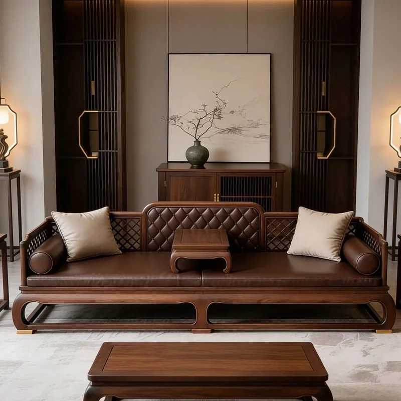 North American black walnut home push-pull solid wood sofa furniture c