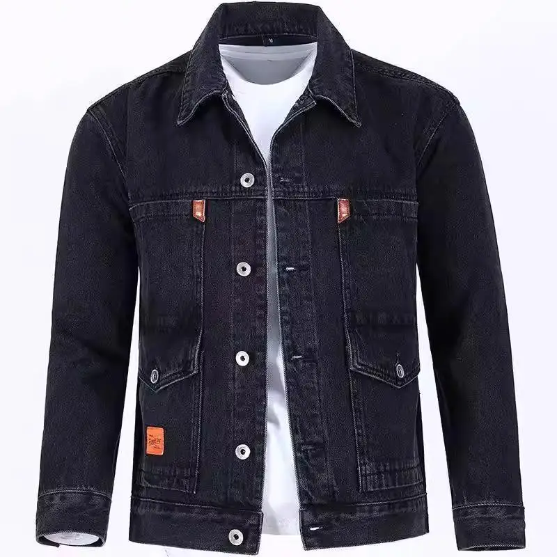 

New 2025 American Sle Heavyweight Collared Denim Jaet Men's Spring Autumn Wear Resistant Dir Long Sve Outerwear