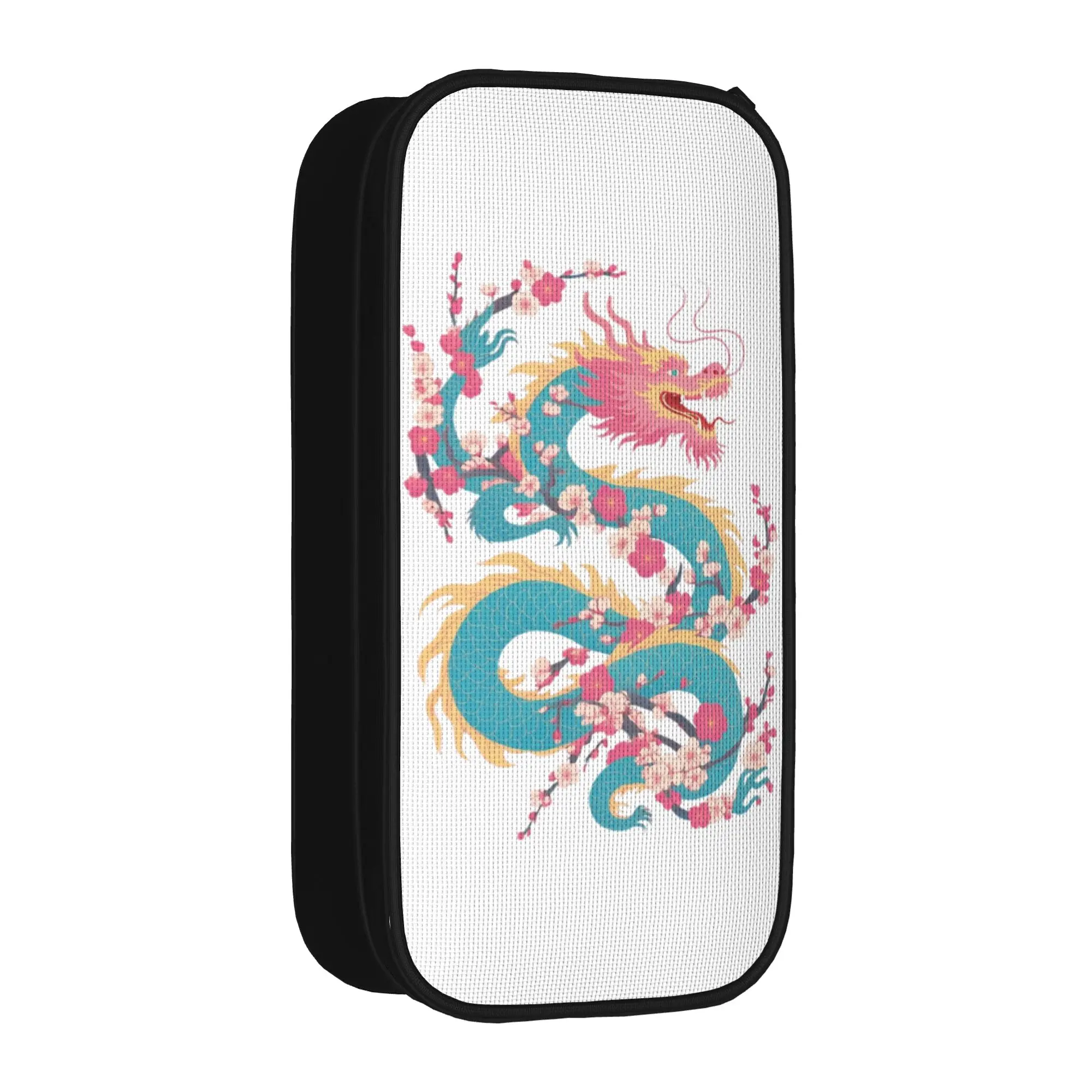 Japanese Dragons Pride Flag Colors Floral Pencil Cases Sakura Pen Box Bags Large Storage School Zipper Pencilcases Stationery