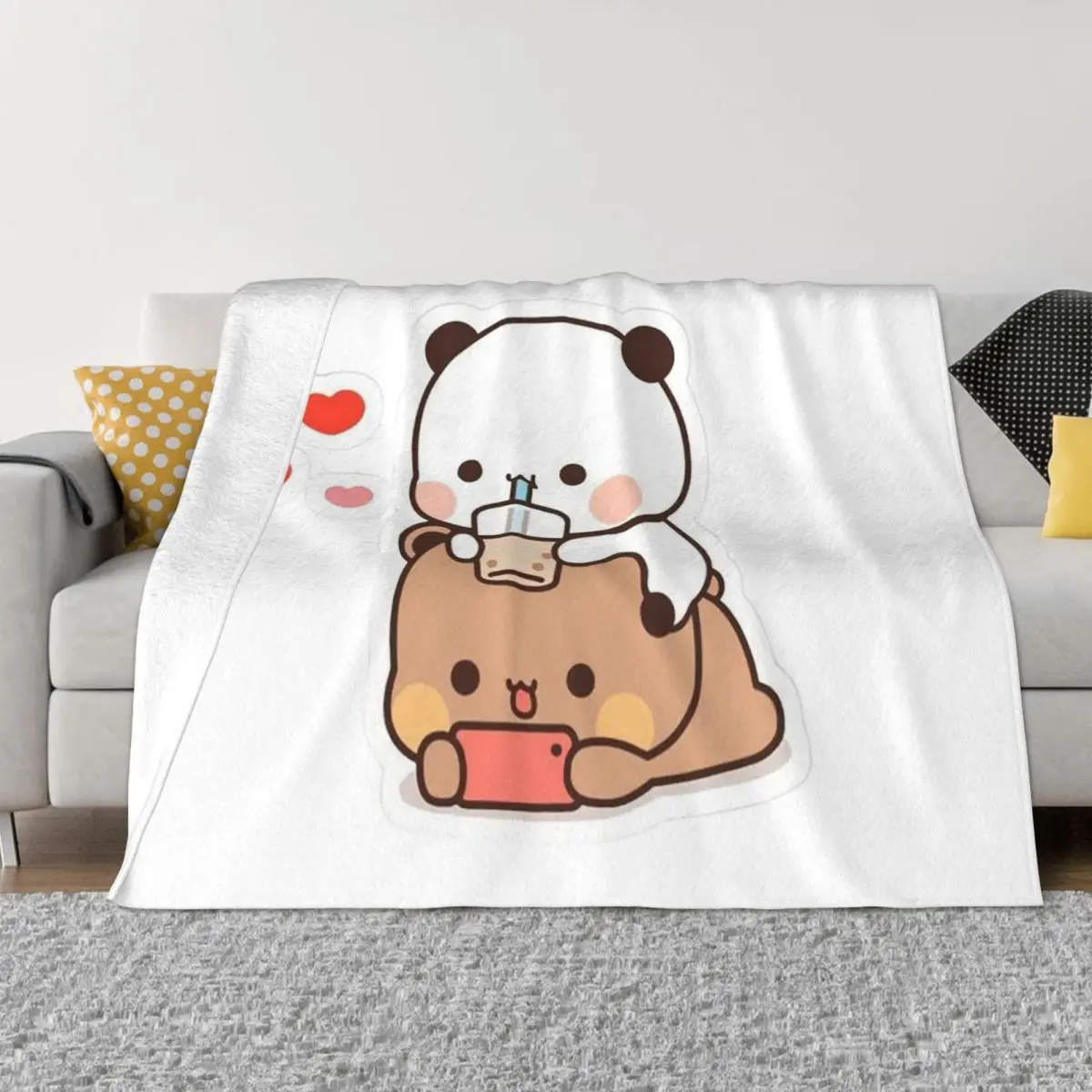 

Peach And Goma Bubu Dudu Balloon Blankets Soft Warm Flannel Throw Blanket Plush for Bed Living room Picnic Travel Home Couch