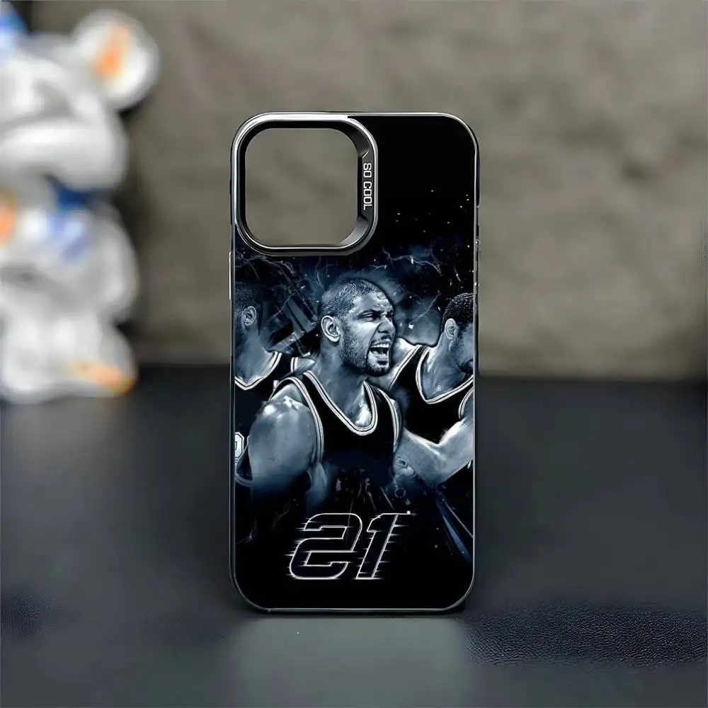 حافظة هاتف Tim Duncan لكرة السلة لهاتف iPhone 16,15,14,13,12,11,Mini,Pro,MAX غطاء أسود غير لامع مقاوم للصدمات #6