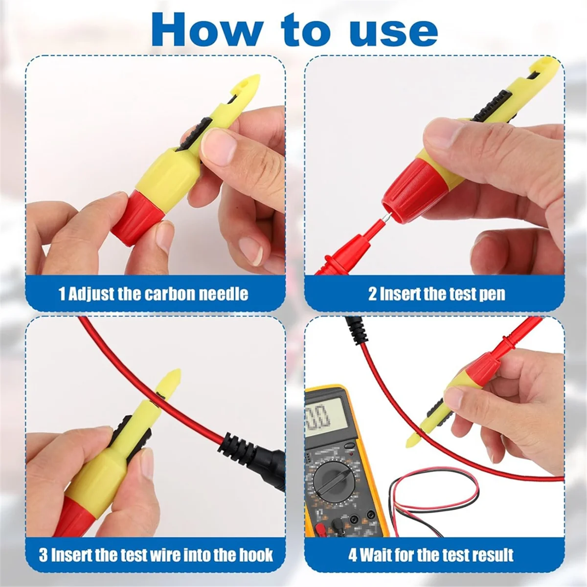 SEMOIC 4 Buah Kit Probe Tindik Kawat, Alat Probe Uji Klip Tindik Kawat Tusukan Isolasi 0,08 Inci dan 0,16 Inci