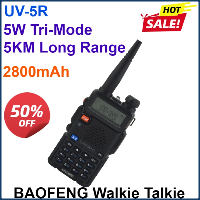 

2800mAh 7.4V BAOFENG UV-5R Dual Band VHF/UHF 136-174MHz & 400-520MHz FM Portable Two way radio handheld Walkie talkie 5r BF-UV5R