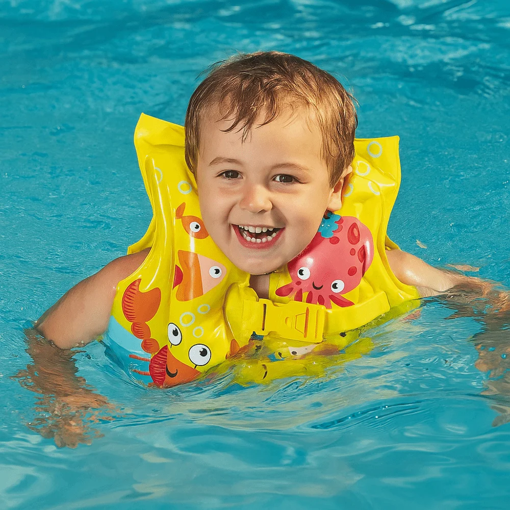 Chaleco de flotabilidad para niños que no cae, chaquetas de natación estables antivuelco para bebés, chaleco de natación ajustable de dibujos animados para verano