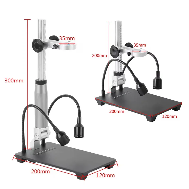 Adjustable HDMI USB Digital Electronic Microscope Camera Stand Holder Bracket Table + Light Illumination LED + 130x-C mount lens