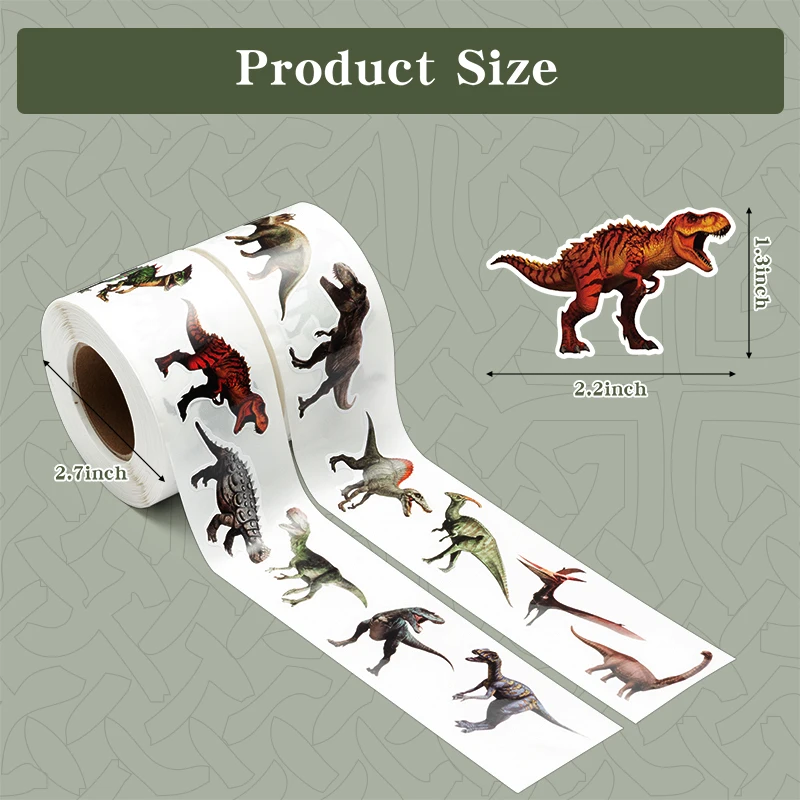 

1000PCS Dinosaur Realistic Sticker Roll Aesthetic Stickers for Water Bottle Realistic Decals for Laptop for Luggage Scrapbooking