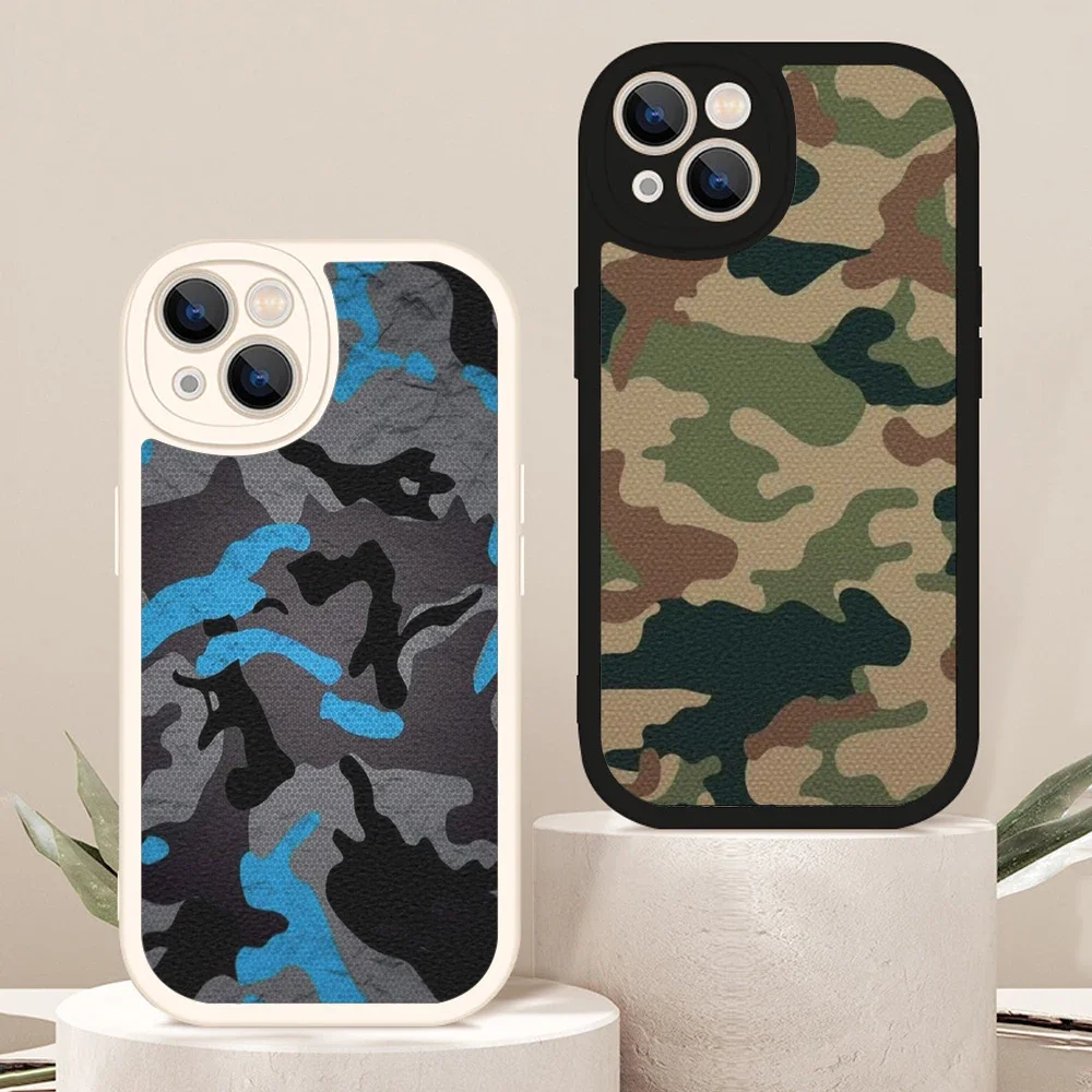 For Iphone15 Camouflage pattern soldier Phone Case for Iphone 13 11 12 13 14 Pro MAX Plus X XS XR 14 Lambskin Protective Covers